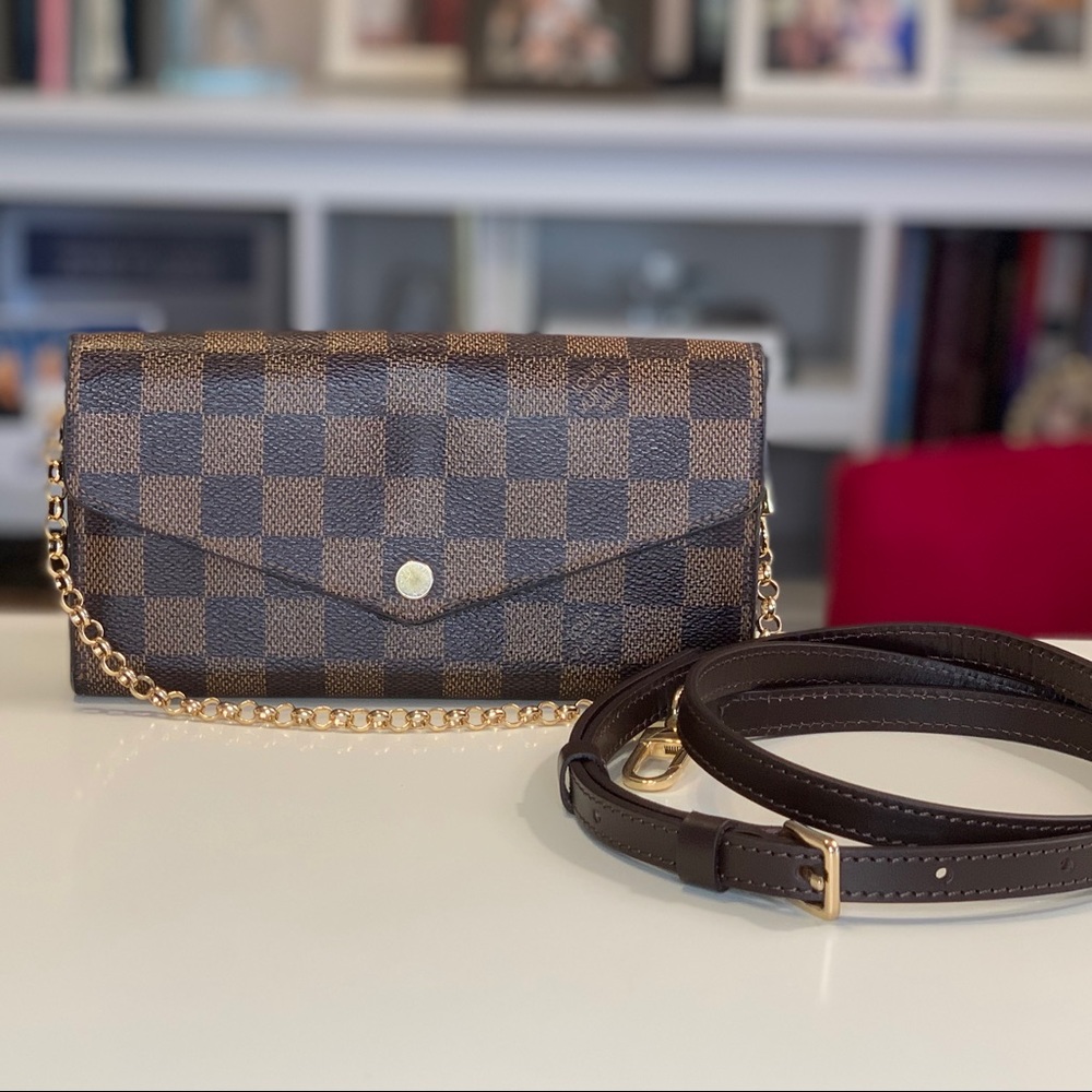Auth Louis Vuitton Sarah Damier Ebene WOC